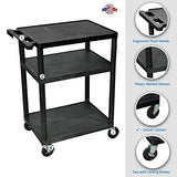 Black Mobile Plastic 3 Shelf AV Presentation Cart