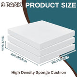 Frienda 3 Pack 3 x 20 x 20 Inch Upholstery High Density Foam Cushion Replacement Square Cut to Size Foam Couch