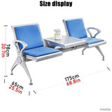 Office Guest Reception Chair with Table and Arms, Lobby Steel Reception Bench