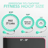 JLoibao Weighted Hula Circle for Adults Weight Loss, Infinity Fitness Hoop Plus Size 51 Inch with Sweat Belt, Include 27 Detachable Links and Waist Trainer for Women(Cyan)