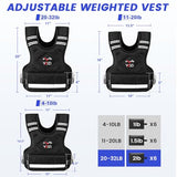 VBSD Adjustable Weighted Vest for Women Men 20-32lb Vest with 6 Ironsand Weights Body Weight Vest with Reflective Strip