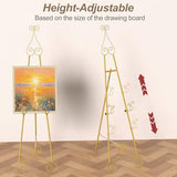 Gold Easel Stand for Sign, Adjustable Display Easel Stand with Chain Support