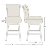 CHITA 26" Counter Height Swivel Bar Stools, Saddle Brown Faux Leather, 2-Pack