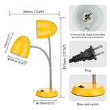 Eye-Caring Table Lamp of Simple Designs Home E26 Led Screw Basic Metal Desk Lamp with Flexible Gooseneck Hose Neck, On/Off Switch(Yellow)