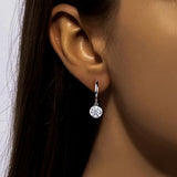 14K White Gold Dangle Drop Hoop Earrings