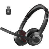 Wireless Headset with Mic for Work, Bluetooth V5.2 Headphones with AI Noise Cancelling Microphone