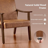 Yaheetech Faux Leather Accent Chair, Mid-Century Modern Armchair with Solid Wood Legs, Reading Leisure Chair with High Back
