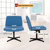 PayLessHere | Criss Cross Chair | Dark Blue | Wide, Armless Desk Chair Without Wheels | 360 Swivel, Height Adjustable & Stable Metal Base