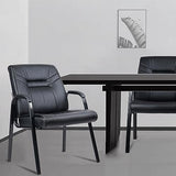 CLATINA Heavy Duty Guest Chairs with Arms, Big and Tall Wide Leather 500 LBS Reception Chairs Without Wheels, , Black