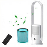 U ULTTY Bladeless Fan with Air Purifier, Quiet Tower Fan with Remote, Touch, 9 Speeds, 8H Timer, HEPA Filter 99.97%, 90° Oscillation Fans, Floor Fans Powerful for Home Office Room, CR022D White