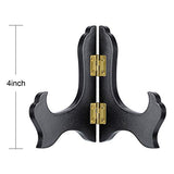 Tatuo 4 Packs 4 Inch Wooden Display Stand Decorative Plate Stands for Display Picture Frame Holder Easels (Black)