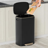 Proof Stainless Steel Kitchen Trash Can with Removable Inner Bucket and Lid Soft Close, Pedal Rubbish Bin for Home Office