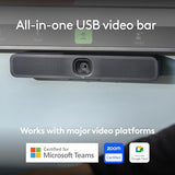 2 All-in-One USB Conference Room Camera, Compact Video Bar with Built-in AI Features, Works with Microsoft Teams, Zoom Rooms