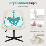 NEWBULIG Wide Seat Home Office Desk Chair Armless, Cross Legged Ergonomic Chair for Bedroom or Study, Adjustable Height Swivel