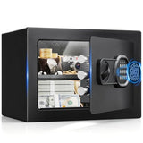 ANBEGE Biometric Safe Box, 0.8 Cu Ft Fingerprint Safe with Keypad & Key Access, Hidden Security Safe for Cash, Jewelry, Documents & Valuables, Home, Office, College Dorm