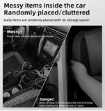 AOWIS Car Trash Can Storage Pockets - 100% Leak-Proof Organizer,Car Seat Back and Door Hanging Storage,Two Levels Above and Below (Black)