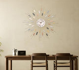 PSYCHE GOD 24" Large Sunburst Wall Clock, Modern Metal Decorative Clock, Silent Non‑Ticking Battery Powered, Mid‑Century Starburst Art Decor for Living Room Bedroom Office Home