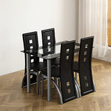 Karl home 5-Piece Dining Table Set with 1 Glass Dining Table and 4 PVC Chairs,