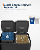 Garvee Trash Can, 2 x 10.6 gal (2 x 40 L) Garbage Can for Kitchen Dual Compartment Recycling Kitchen Step Trash Bin