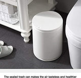 This Round White Trash Can - Bin for Bathroom Bedroom Kitchen Home Office