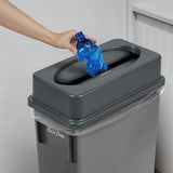 23 Gallon Slim Trash Can with Swing Lid Commercial Gray Rectangular Garbage Can with Drop Shot Lid Waste Bin