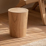 Natural Wood Trash Can with Swing Lid - Japanese Style Waste Bin for Bathroom