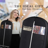 Personalized Garment bag for Hanging Clothes and Travel- Custom Black Suit Bags for Closet Storage with 2 Mesh Pockets for Men & Women - Ideal for Wedding Dress Garment Bag Storage with Carry Handle