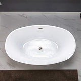 WOODBRIDGE 55" Acrylic Freestanding Bathtub Contemporary Soaking White Tub with Brushed Nickel Overflow and Drain,BTA1418 -B/N-Drain &O