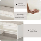 Modern White Waiting Room Bench with Open Storage Shelf