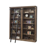 8-Foot Tall Bookcase Wall & Ladder, 5 Adjustable Shelves, Ringed Steel Frame