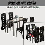 Karl home 5-Piece Dining Table Set with 1 Glass Dining Table and 4 PVC Chairs,