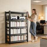 6-Tier Bookcase, Metal Bookshelf & Large Printer Stand,40" W x 82" H Industrial Tall Book Shelf Printer Table for Office