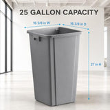 Getzi 5 Pack Brown 25 Gallon Square Commercial Trash Can, Heavy Duty