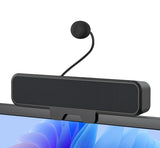 Computer Speakers with Microphone for Desktop PC, USB Monitor Speakers with Clip, Wired Laptop Sound Bar, Stereo & Bass, PC Speaker w/Mic