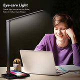 Desk Lamp with Wireless Charger, USB Charging Port, Night Light, 5 Color Modes, 10 Brightness, Eye Caring Reading Table Lamp