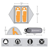 Bessport Camping Tent for 2 Person, Lightweight Backpacking Tent Waterproof Windproof Two Doors Easy Setup Double Layer Outdoor Tents for 3 to 4 Seasons, Suitable for Outdoor,Hiking,Camping