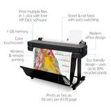 HP DesignJet T630 Large Format 36-inch Plotter Printer, with Auto Sheet Feeder, Media Bin & Stand (5HB11D) - New Model