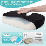 Office Chair Seat Cushion, Cooling Gel Enhanced Memory Foam Cushion for Long Sitting - Black, Large