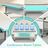 10 Pack Folding Conference Table,Modular Conference Room Table with Wheels,2-60 Person Modern Flip Top Nesting Mobile Tables,Space Saving Training Tables for Office