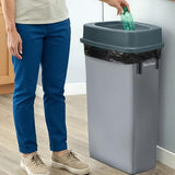 23 Gallon Slim Trash Can with Swing Lid Commercial Gray Rectangular Garbage Can with Drop Shot Lid Waste Bin