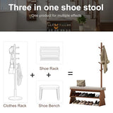 YQJJGL Coat Rack with Shoe Storage,Shoe Rack whit 8 Hook for Offices、Bedroom、Living Room,Small Shoe Bench,Walnut