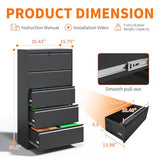 Locking File Cabinet with 5 Drawer Heavy Duty Large Metal Filing Cabinet Home Office Lateral File Cabinets