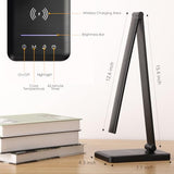 Desk Lamp with Wireless Charger, USB Charging Port, Night Light, 5 Color Modes, 10 Brightness, Eye Caring Reading Table Lamp
