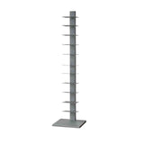11-Tier Veal Metal Spine Boohelf Tower, Slim Floating Bookcase for Smals, Modern Gray Book Shelf for Living Room, Bedroom, Office Decor