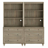 WAMPAT 3 Tier Bookshelf with 6 Wooden Drawers, 72" Tall Large Farmhouse Display Bookcase with Open Book Shelves, Mid Century Style Bookshelves for Living Room