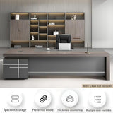 70.8 Inch L Shaped Executive Desk - Modern Office Desk with 2 Drawers, Solid Wood Home Office Desk with Hidden Electrical Hole