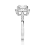 MSBLUE® 2ct Round Cut Moissanite Engagement Ring, with Halo Pavé Band,SIZE7.5