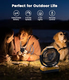 Korbot 36000mAh Portable Camping Fan - 120HRS Rechargeable Fan with Detachable Battery with LED & Remote - 4 Speeds Battery Powered for Tent,Travel, Office, Jobsite