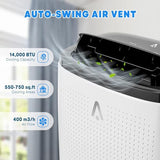 Garvee 14000 BTU Portable Air Conditioner for Rooms up to 750 Sq. Ft, 3-in-1 AC Unit with Cooling, Dehumidifier & Fan, 3 Fan Speeds, Auto Swing, 24H Timer, Energy-Saving, Remote & Window Kit, Gray