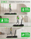 Walking Pad with Incline, Akluer Incline Treadmills for Home, 2.5 HP Under Desk Treadmill Small with Remote Control, Walking Pad Small Treadmill with LED Display